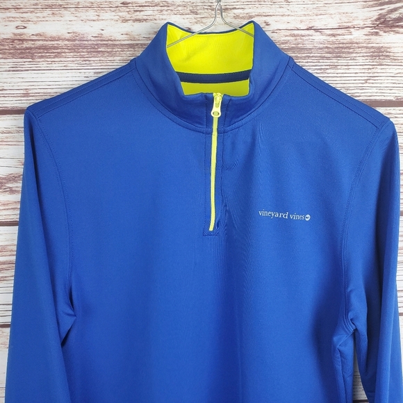 Vineyard Vines Preformance Boys XL 18 Blue/Yellow 1/2 Zip Pullover Shirt Top - Picture 2 of 8